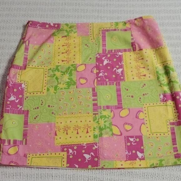 Cotton Connection Colorful Lined Patchwork Cotton Side Zipper Sz‎ L Skirt - Picture 4 of 9